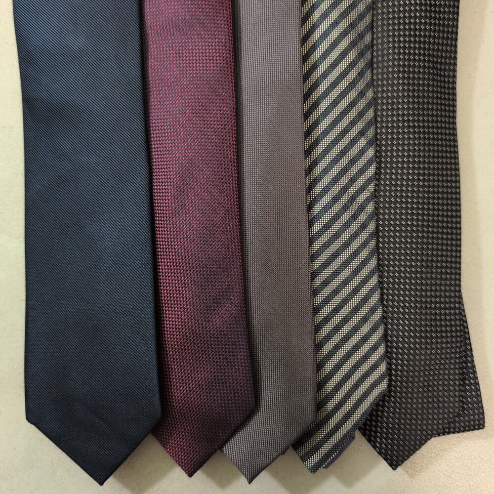 Executive Business Professional Office Tie Lot 5 100% Pure Silk Skinny Neckties